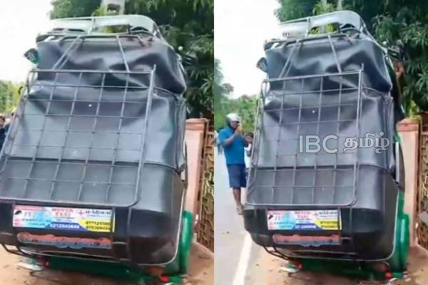 யாழில் வேக கட்டுப்பாட்டை இழந்து விபத்துக்குள்ளான முச்சக்கர வண்டி | Auto Driver Injured In Jaffna Road Mishap
