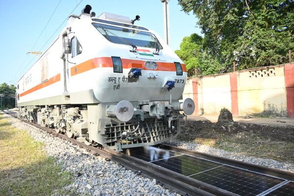 solar panel on railway track