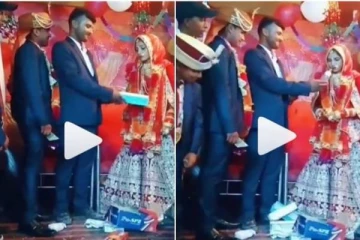 மணமேடையில் மணமகனின் நண்பர் கொடுத்த பரிசு- முகம் சுழித்த மணமகள்! வைரல் வீடியோ