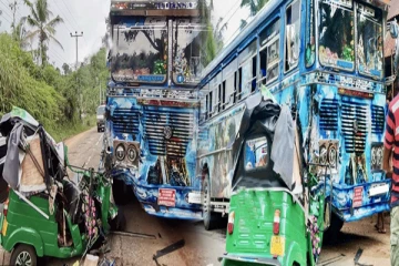 வேகக்கட்டுப்பாட்டை இழந்த முச்சக்கரவண்டி பேருந்துடன் மோதி விபத்து