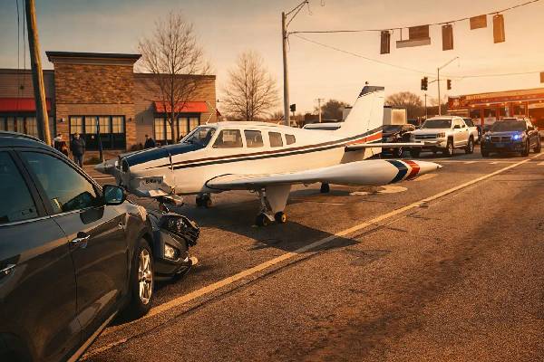 அமெரிக்காவில் திடீர் விமான விபத்து ; வீதியின் நடுவே அவசரமாகத் தரையிறங்கிய விமானம் | Plane Makes Emergency Landing In Middle Of Road Us