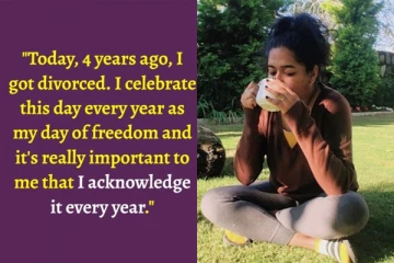 கணவனிடம் இருந்து விடுதலைப் பெற்ற மனைவி: 4ஆண்டு விவாகரத்து கொண்டாட்டம்!