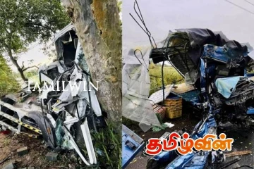 நேருக்கு நேர் மோதிய பாரவூர்திகள் : ஒருவர் பலி - ஐவர் படுகாயம்