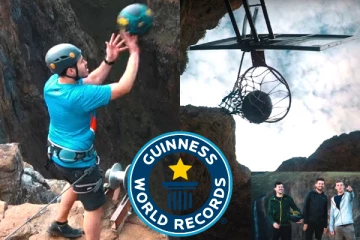 660 அடி உயரத்திலிருந்து வீசப்பட்ட கூடைப்பந்து- Guinness உலக சாதனை