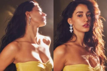 மஞ்சள் நிறத்தில் கிளாமர் உடை அணிந்து ரசிகர்களை திணறடிக்கும் திஷா பதானி