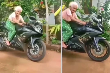 பல்லு போன வயதில் இது தேவையா? மோட்டார் சைக்கிள் ஓட்டி மாஸ் காட்டும் மூதாட்டி!