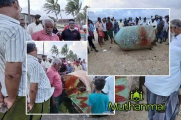 நிந்தவூரில் கரையொதுங்கிய பாரிய தண்ணீர் தாங்கி