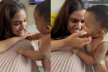 குழந்தையை கொஞ்சும் கீர்த்தி சுரேஷ்.. க்யூட் வீடியோ வைரல்