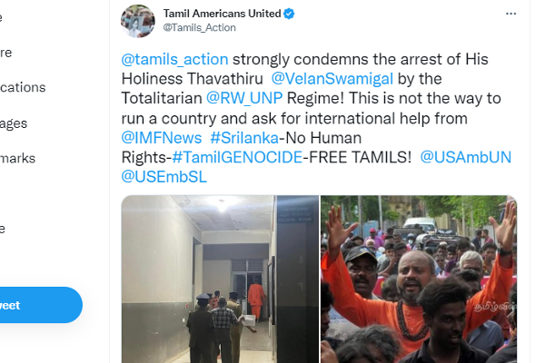 வேலன் சுவாமிகளின் கைது - ஒருங்கிணைந்த தமிழ் அமெரிக்கர்கள் அரசியல் நடவடிக்கை குழு கண்டனம் | Tamils Action Condemns Arrest Velan Swamigal