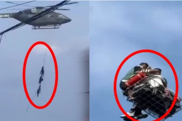 போராட்டகாரர்களுக்கு பயந்து ஹெலிகாப்டரில் தொங்கிய நேபாள அதிகாரிகள்!