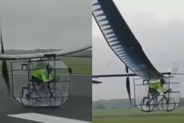 பறக்கும் சைக்கிள்! ஒரு நிமிடம் பேரதிர்ச்சியில் உறைய வைக்கும் வீடியோ காட்சிகள்