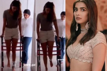 நடிகை பூஜா ஹெக்டேவின் காலுக்கு என்னாச்சு! ஒரு மாசமாக வீல் ஸ்டிக்கில் நடக்கும் வைரல் வீடியோ