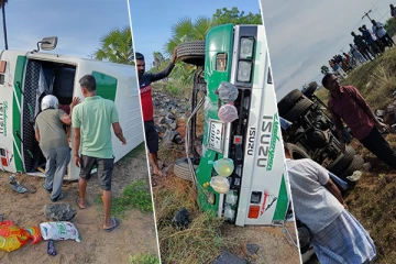 வற்றாப்பளை ஆலயத்தை தரிசனம் செய்துவிட்டு திரும்பியவர்களின் பேருந்து விபத்தில் சிக்கியது