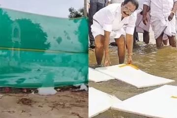 சாலையில் மிதந்த நுரைகள்; திரை போட்டுத் தடுத்த அதிகாரிகள் - தெர்மாகோல் நியாபகம் இருக்கா?