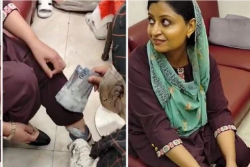 கோடி ரூபாய் மதிப்புள்ள வெளிநாட்டுப் பணத்தை காலுறைக்குள் வைத்து கடத்திய விமான பணிப்பெண்