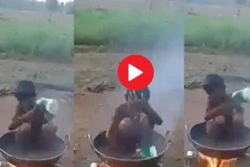 தீ கொளுந்துவிட்டு எரிய சுடு நீரில் குளியல் போடும் சிறுவன்: அதிர்ச்சியூட்டும் வீடியோ காட்சிகள்