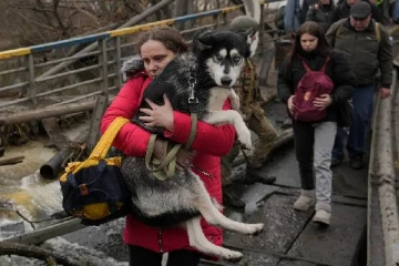 வளர்ப்பு பிராணிகளுடன் நாட்டை விட்டு வெளியேறும் உக்ரைன் மக்கள்!