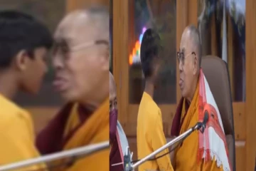 சிறுவனை அணைத்து நாக்கை நீட்டி முத்தம் கேட்ட தலாய்லாமா : முகம் சுளிக்கும் நெட்டிசன்கள்