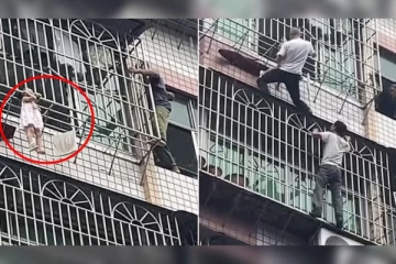 ஜன்னல் கம்பியில் சிக்கிக் கொண்ட தலை: சீனாவில் அந்தரத்தில் தொங்கியபடி உயிருக்கு போராடிய குழந்தை