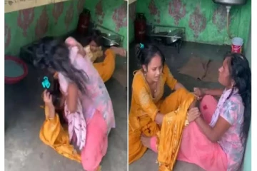 முடியை பிய்த்துக்கொண்டு சண்டையிட்ட மாமியார்,மருமகள் - கூலாக வீடியோ எடுத்த கணவன்