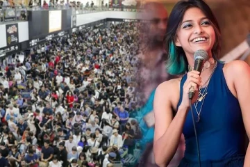 மெனிக்கே புகழ் இலங்கை பாடகியை காண இந்தியாவில் குவிந்த ரசிகர்கள்