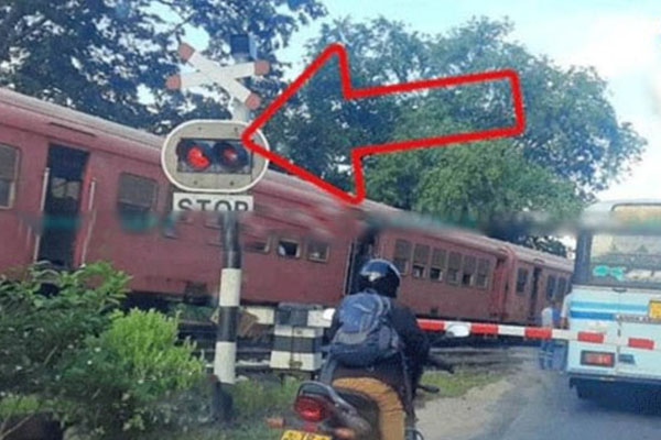 ரயில் பாதையில் பாதுகாப்பற்ற முறையில் செலுத்தப்பட்ட பேருந்து | Bus Driven Unsafely On Railway Tracks