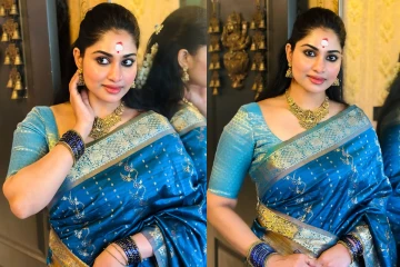 தனது அம்மாவின் 15 வருட பழைய பட்டு புடவையில் நடிகை ஷிவானி.. அழகிய புகைப்படங்கள்