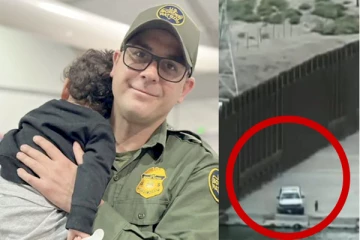 நீருக்குள் இருந்து வந்த கருப்பு உருவம்., 1 வயது குழந்தையை அமெரிக்கா-மெக்சிகோ எல்லையில் விட்டுச்சென்ற வீடியோ