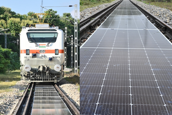 solar panel on railway track