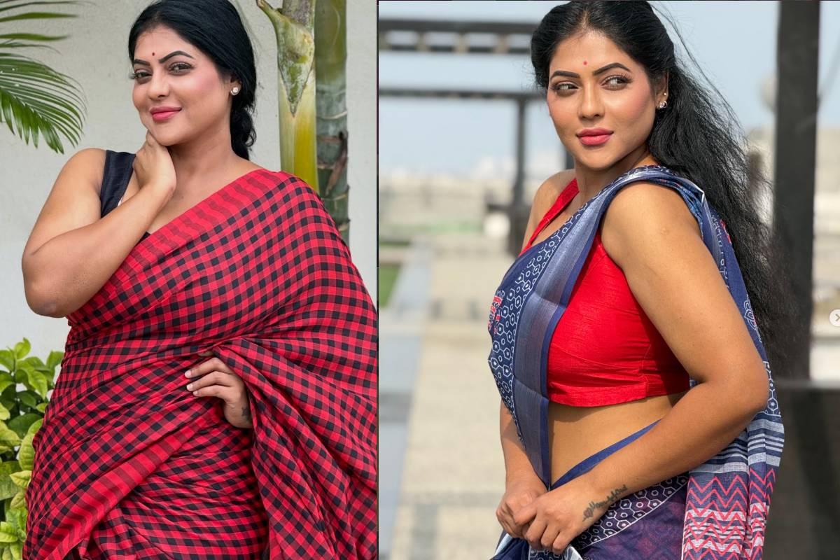 டீ-சர்ட் - சேலை இரண்டிலும் கிளமரில் கலக்கும் ரேஷ்மா பசுபுலடி.. | Actress Reshma Pasupuletisaree Tshirt Photos