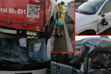 දක්ෂිණ අධිවේගයේ වාහන එකිනෙක ගැටීමෙන් සිදුවූ බිහිසුණු අනතුර