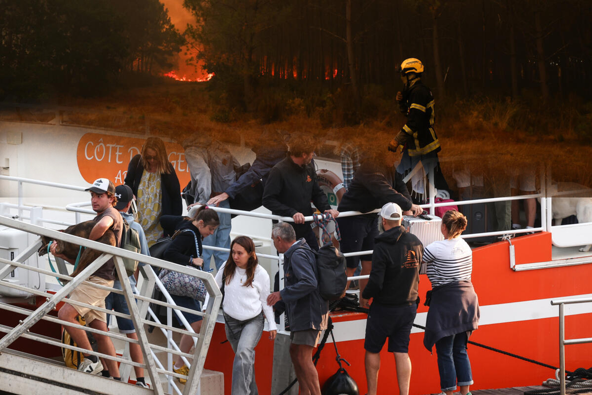 பிரான்சில் பெரும் காட்டுத்தீ; படகுகளில் தப்பியோடும் மக்கள் | Massive Wildfires In France People Fleeing By Boat