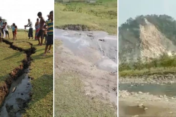 பிளந்த பூமி... மர்மமாக நிலத்திலிருந்து கொப்பளித்து ஆறு போல் ஓடும் தண்ணீர்! சக்திவாய்ந்த நிலநடுக்கத்தால் அசாமில் பயங்கரம்