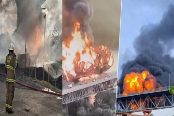 பனாமா கால்வாய் பாலம் அருகில் தீ ; வெடித்துச் சிதறிய எரிபொருள் தொட்டிகள்