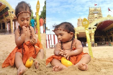 யாழ் நல்லூர் கந்தன் ஆலயத்தில் பலரின் கவனம் ஈர்த்த குழந்தை!