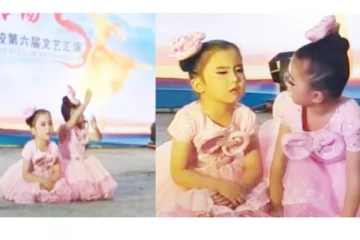 மேடையில் ஆடிக்கொண்டிருக்கும்போதே இந்த குழந்தை செய்த செயலை பாருங்க... டக்குன்னு சிரிச்சுடுவீங்க!