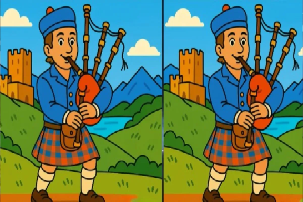 Spot Difference - ஒரே மாதிரி படத்தில் இருக்கும் 3 வித்தியாசங்கள் என்ன? | Man Playing Bagpipes Find 3 Differences