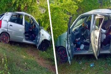 சாரதி தூங்கியமையால் விபத்துக்குள்ளான கார்