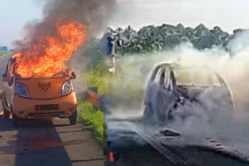 தெற்கு அதிவேக நெடுஞ்சாலையில் நடுவழியில் தீப்பிடித்த சிற்றூந்து