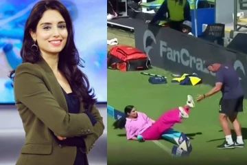 எல்லைக்கோட்டின் அருகே நின்றிருந்த தொகுப்பாளினி மீது வேகமாக மோதிய வீரர்! பின்னர் அவர் கூறிய விடயம்..வைரல் வீடியோ