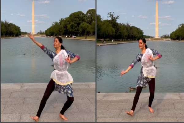வாஷிங்டன் நினைவு சின்னத்தில் பரத நாட்டியம் ஆடிய பெண் | Bharata Dance At The Washington Monument