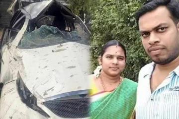 திடீரென தடுமாறி தலைகீழாக கவிழ்ந்த கார்.. கணவன், மனைவி பலி - 4 பேர் படுகாயம்!