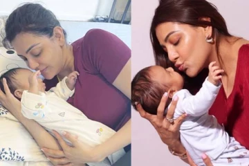 முதல்முறையாக தனது மகனின் முகத்தை காட்டிய நடிகை காஜல் அகர்வால்! கியூட்டான புகைப்படம்