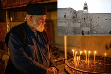 யேசு பிரான் அவதரித்த பெத்லகேமில் அமைதிக்காக பிரார்த்திக்கும் மக்கள்