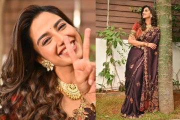 இளசுகளை கவர்ந்த நடிகை மீனாட்சி சவுத்ரி சேலையில் லேட்டஸ்ட் ஸ்டில்கள்