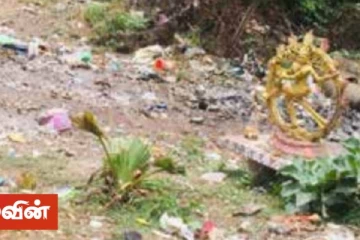 யாழில் குப்பை போடுவதை தடுக்க நடராஜர் சிலை