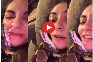 இளம் அழகியின் கன்னத்தில் முத்தமிட்ட பாம்பு: வைரலாகும் வீடியோ