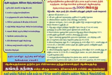 குடும்பக் கட்டுப்பாடு செய்யும் ஆண்களுக்கு அரசின் இலவச வீட்டு மனை பட்டா -  கரூரில் அதிரடி அறிவிப்பு