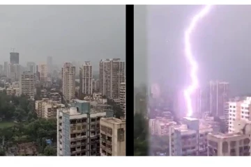 மும்பையில் பயங்கர சத்தத்துடன் அதிபயங்கர மின்னல் தாக்குதல்... - வைரலாகும் அதிர்ச்சி வீடியோ