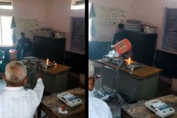 மக்களவை தேர்தல் ; வாக்குப்பதிவு இயந்திரத்தை தீ வைத்து எரித்த இளைஞன் - VIRAL VIDEO !